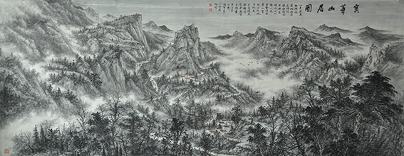 朱正发作品《宝华山居图》 规格：360×125cm
